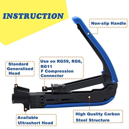 Delgada Coax Cable Crimper Kit, Compression Tool for RG6 RG59 RG11 | Precise & Durable (70-120 chars) thumbnail 4