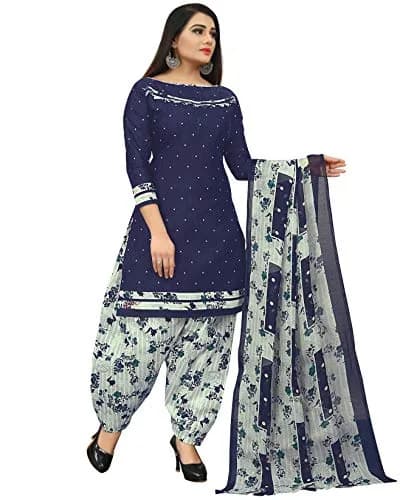 Rajnandini Navy Blue Cotton Unstitched Salwar Kameez with Dupatta | Casual & Traditional Wear (70-120 chars) thumbnail 3