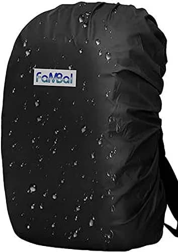 Fambal Waterproof Rain Backpack Cover Black | Fits 45L Packs & Laptop Bags | Elastic Edges & Adjustable Strap thumbnail 1