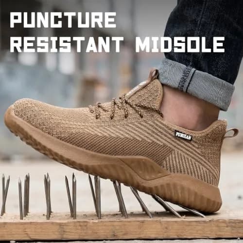 Furuian Steel Toe Work Shoes for Men Women Safety Construction Sneakers | Impact & Puncture Protection thumbnail 3