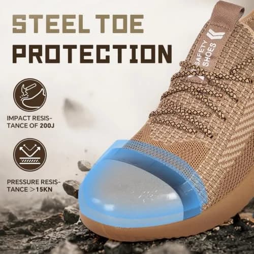 Furuian Steel Toe Work Shoes for Men Women Safety Construction Sneakers | Impact & Puncture Protection thumbnail 6