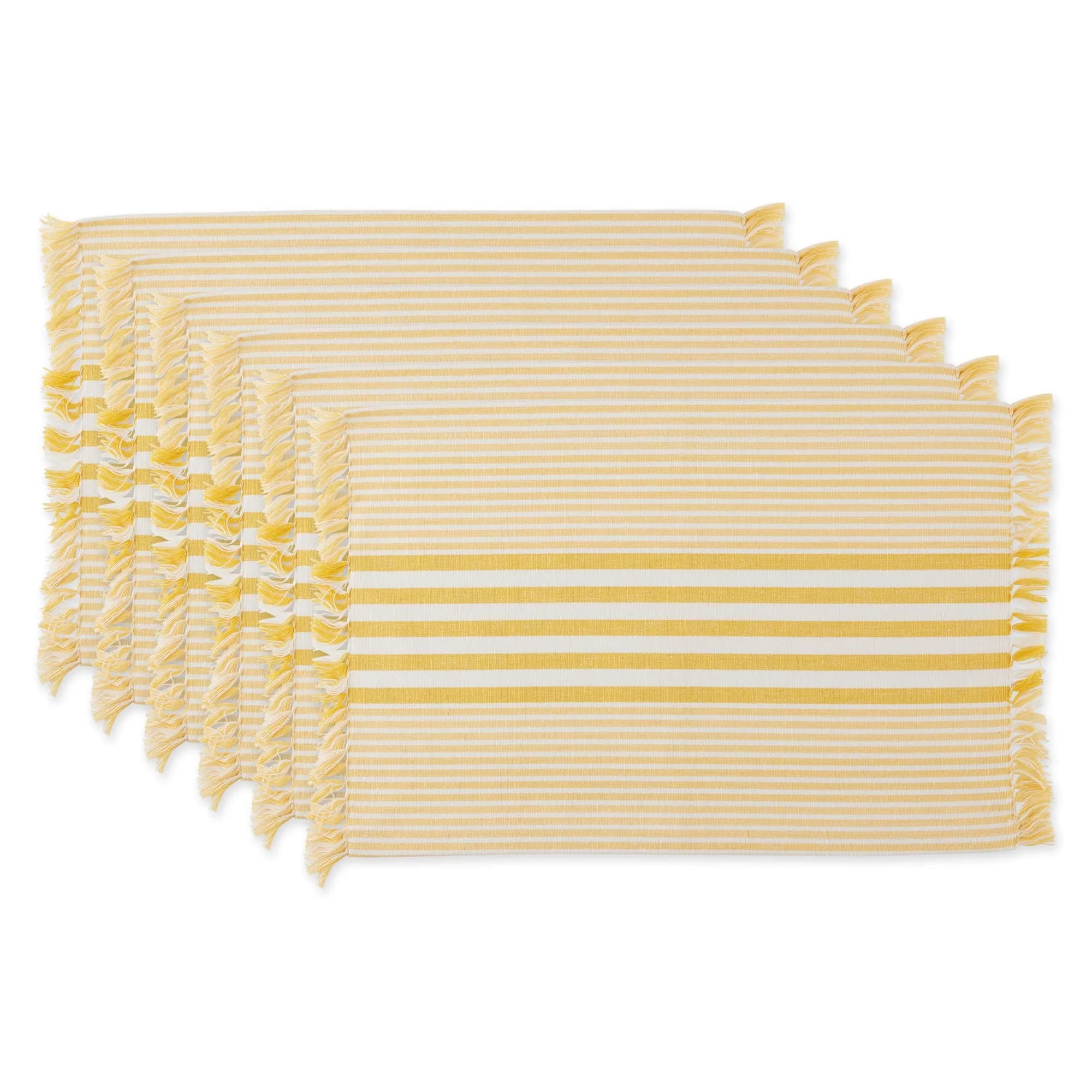 DII Multi Stripe Kitchen Tabletop Collection Placemat Set 13x19 inches (33x48 cm) - Set of 6 — Deep Yellow