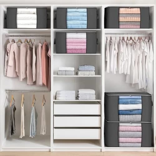 Budding Joy 90L Large Storage Bags | Foldable, Reinforced Handles, for Clothes & Comforters (23x16x13in) thumbnail 5