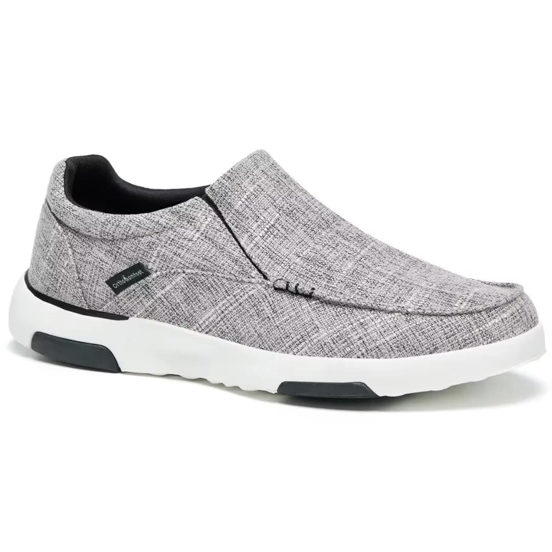 OrthoComfoot Men's Orthopedic Walking Shoes for High Arch & Plantar Fasciitis | Diabetic-Friendly Sneakers Size 9 — Light Grey / 10.5