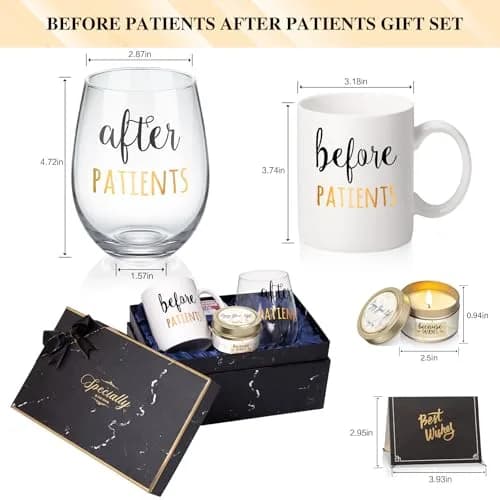 Gemwi Before After Patients 11 oz Coffee Mug & 18 oz Stemless Wine Glass Set | Humorous Medical Gift for Nurses & Doctors thumbnail 2