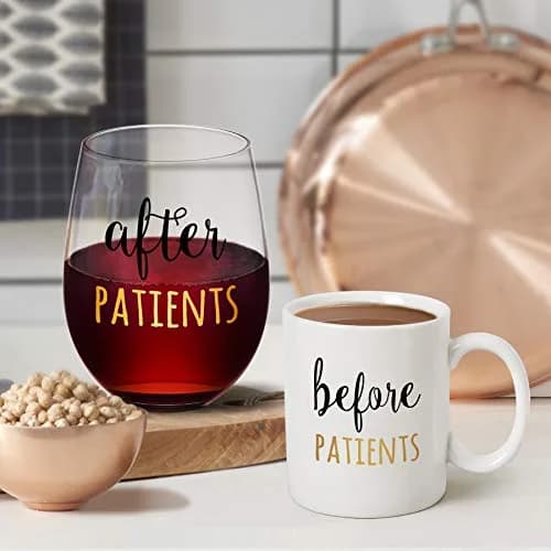 Gemwi Before After Patients 11 oz Coffee Mug & 18 oz Stemless Wine Glass Set | Humorous Medical Gift for Nurses & Doctors thumbnail 3