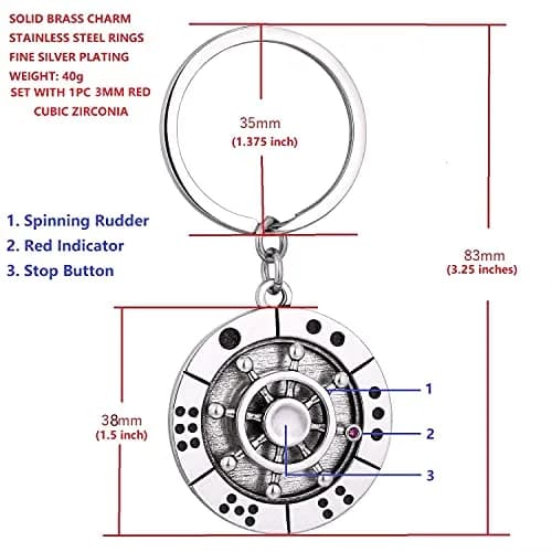XinSiChen Stainless Steel Spinning Key Chain Fidget Key Ring with Dice & Rule Cards | 8.5cm (3.25 in) thumbnail 6