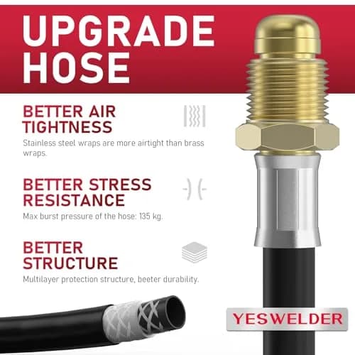 YESWELDER Welding Gas Regulator Flow Meter with Hose, CGA-580 Inlet, 0-60 CFH, 0-4000 PSI, Brass Construction | For MIG/TIG Welding thumbnail 4