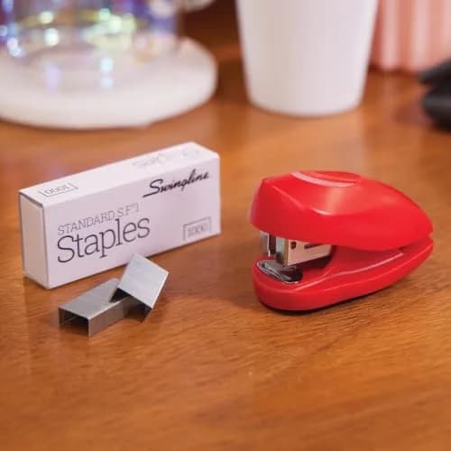 Swingline Tot Mini Stapler 12 Sheets | Built-in Remover & Storage, Rio Red thumbnail 2