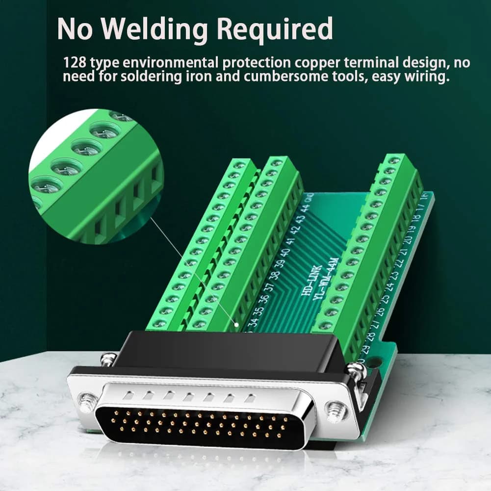 ANMBEST DB44 Solderless Serial to 44 Pin Port Terminal Male Adapter | 2A 24V Rated - view 2