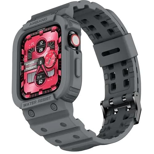amBand Rugged Compatible for Apple Watch 45mm 44mm 42mm Space Gray | Shockproof Military Drop-Proof thumbnail 1
