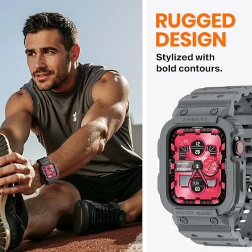 amBand Rugged Compatible for Apple Watch 45mm 44mm 42mm Space Gray | Shockproof Military Drop-Proof thumbnail 4