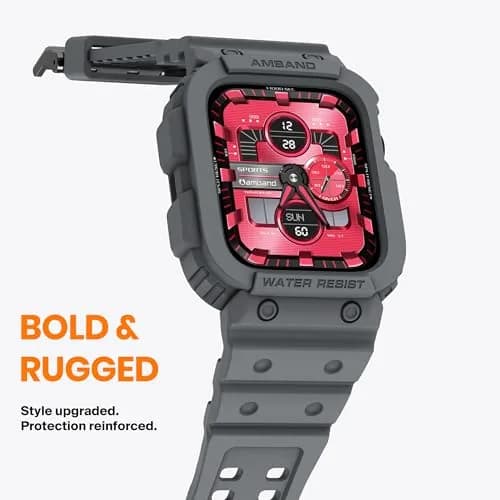 amBand Rugged Compatible for Apple Watch 45mm 44mm 42mm Space Gray | Shockproof Military Drop-Proof thumbnail 2