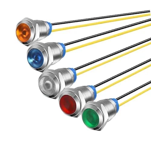Gebeldet 5Pcs 10mm LED Metal Indicator Lights 230VAC (Pack of 5) | Waterproof IP65 Signal Lamps thumbnail 1