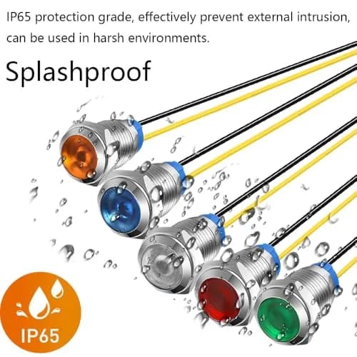 Gebeldet 5Pcs 10mm LED Metal Indicator Lights 230VAC (Pack of 5) | Waterproof IP65 Signal Lamps thumbnail 5