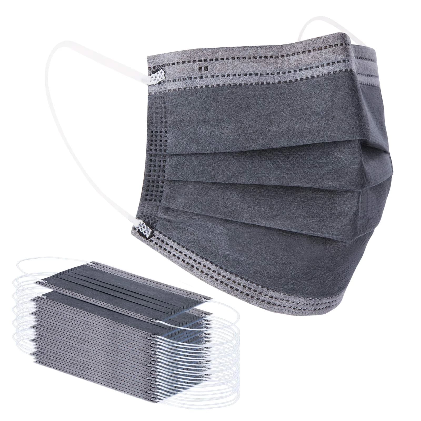 Borje Purple Disposable Face Mask 100 Pcs | 3 Ply Breathable Non-Woven Masks for Adults — Grey