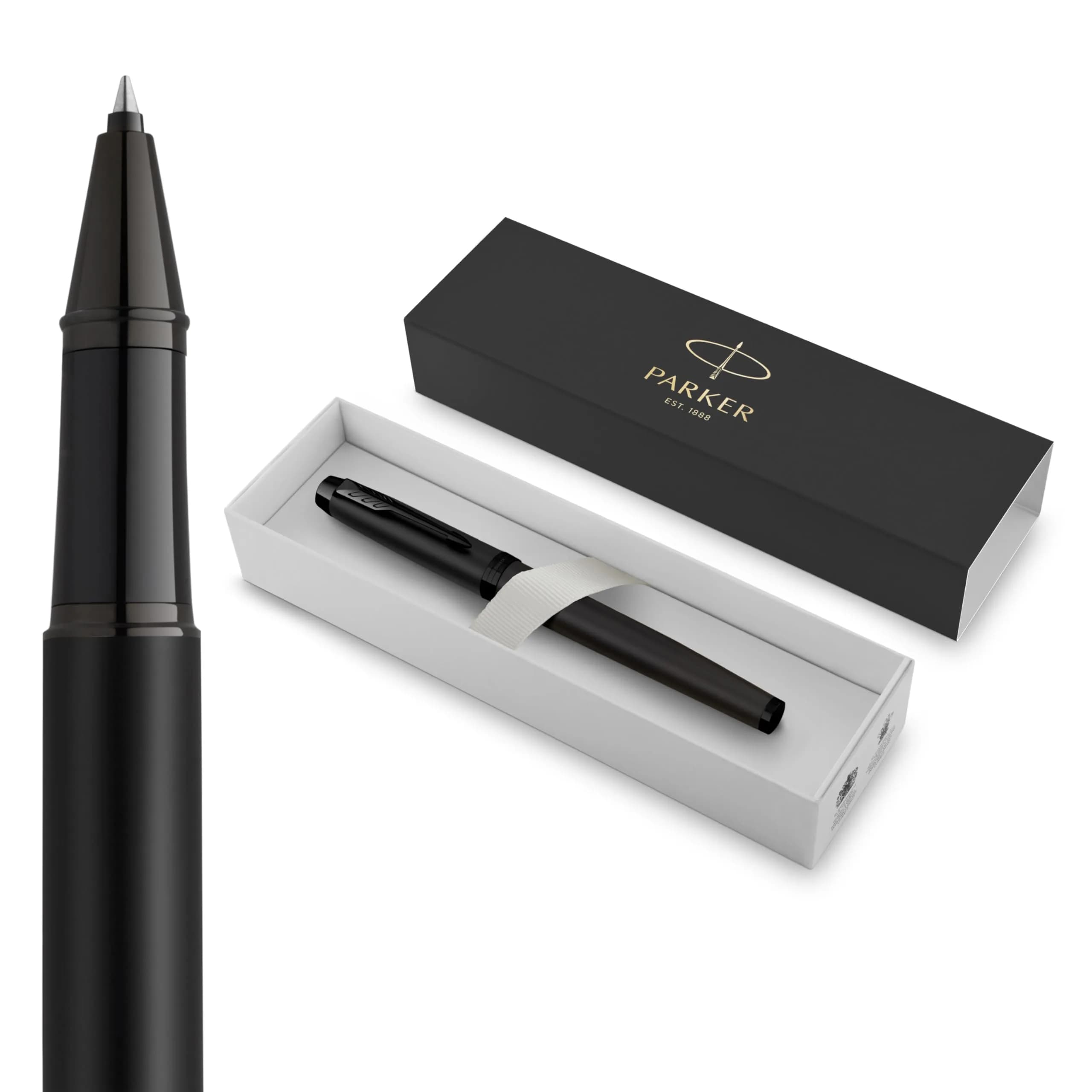 Parker IM Rollerball Pen, Fine Point, Matte Black, 0.9mm | Smooth Writing for Professionals — Black with Black Trim