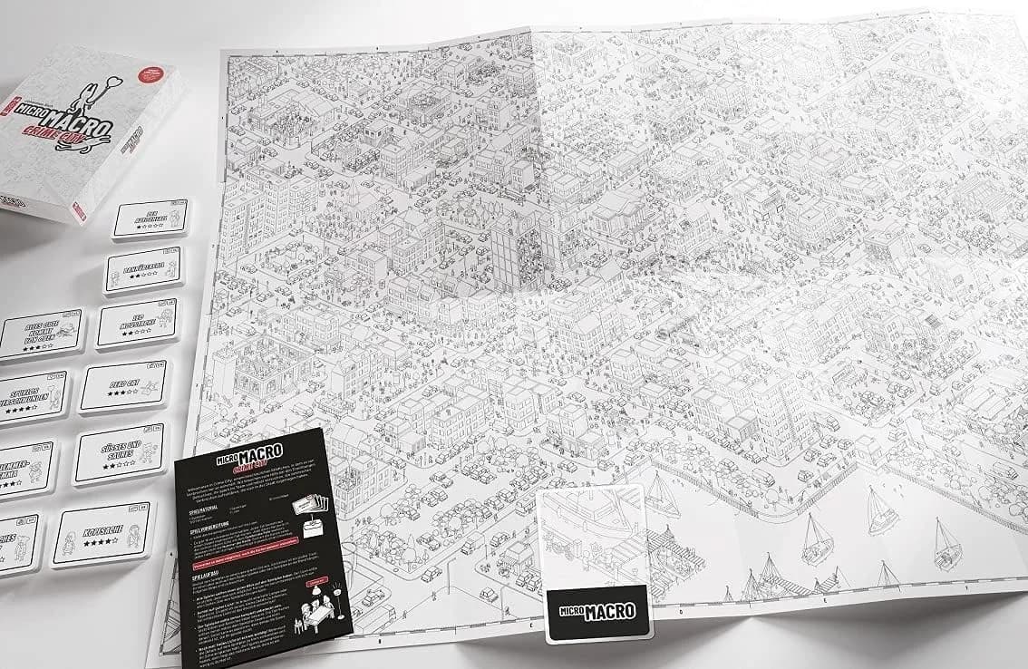 MicroMacro: Crime City Board Game by Pegasus Spiele | 75x110 cm Map, 16 Cases, Magnifying Glass Included - view 2