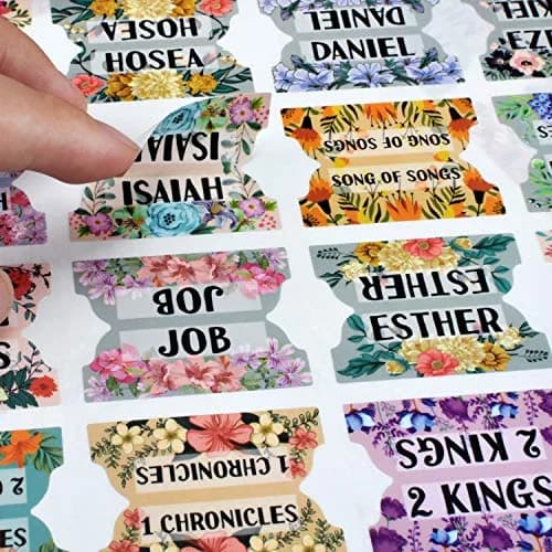 CUALFEC Bible Index Tabs Matte Laminated Floral Design 122 Pcs | Organise Scripture with Ease thumbnail 5