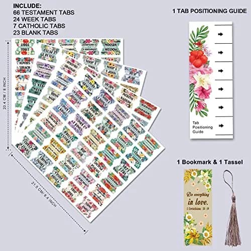 CUALFEC Bible Index Tabs Matte Laminated Floral Design 122 Pcs | Organise Scripture with Ease thumbnail 2