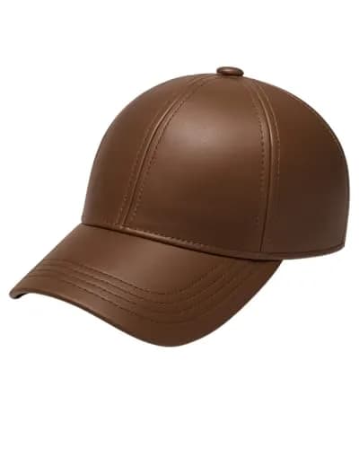 Mumcu's Leather Baseball Cap Sheepskin Adjustable Classic Referee Snapback Hat (Brown, 56-60cm) thumbnail 1