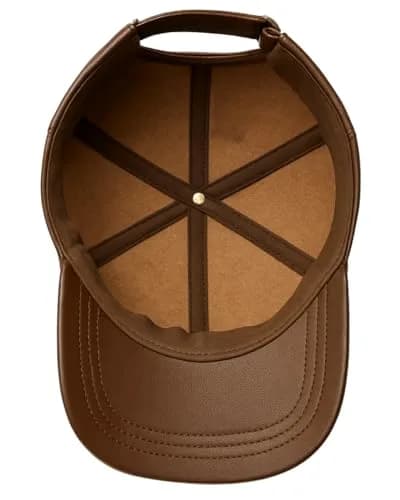 Mumcu's Leather Baseball Cap Sheepskin Adjustable Classic Referee Snapback Hat (Brown, 56-60cm) thumbnail 3