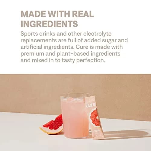 Cure Hydration Electrolyte Drink Powder Grapefruit 14 Packets | 4x Electrolytes, No Added Sugar, WHO-ORS Based thumbnail 7