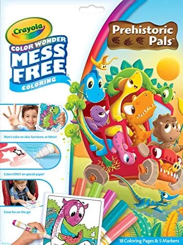 Crayola Color Wonder Prehistoric Pals Dinosaur Coloring Pages & Markers Set | Mess-Free Toddler Travel Activity thumbnail 1
