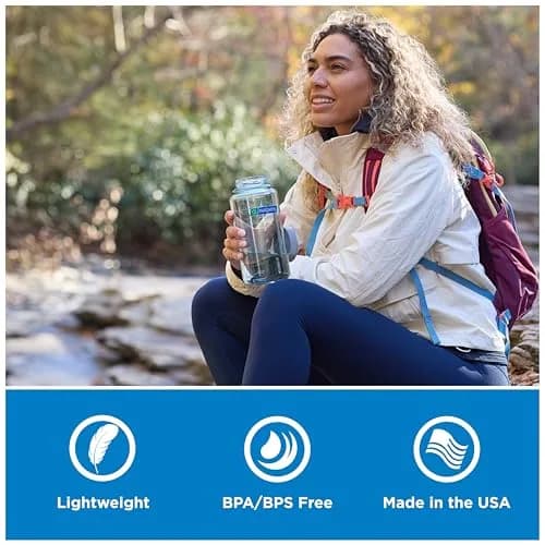 Nalgene 32 oz Wide Mouth Water Bottle, Cerulean | Heavy-Duty, Reusable, Leak-Proof & Dishwasher Safe thumbnail 4