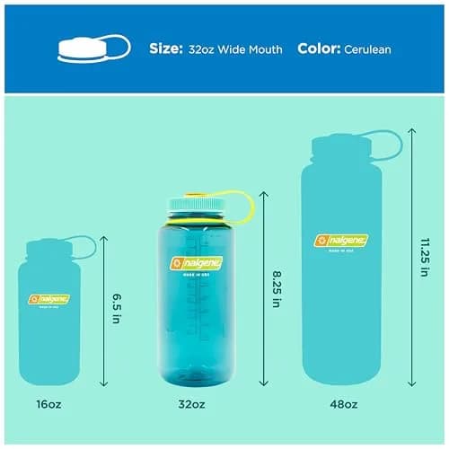 Nalgene 32 oz Wide Mouth Water Bottle, Cerulean | Heavy-Duty, Reusable, Leak-Proof & Dishwasher Safe thumbnail 5