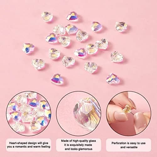 Craftdady 20Pcs Faceted Glass Heart Spacer Beads | Transparent Crystal 7x8mm for Jewelry thumbnail 4