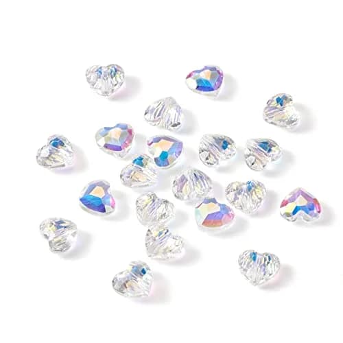 Craftdady 20Pcs Faceted Glass Heart Spacer Beads | Transparent Crystal 7x8mm for Jewelry thumbnail 2