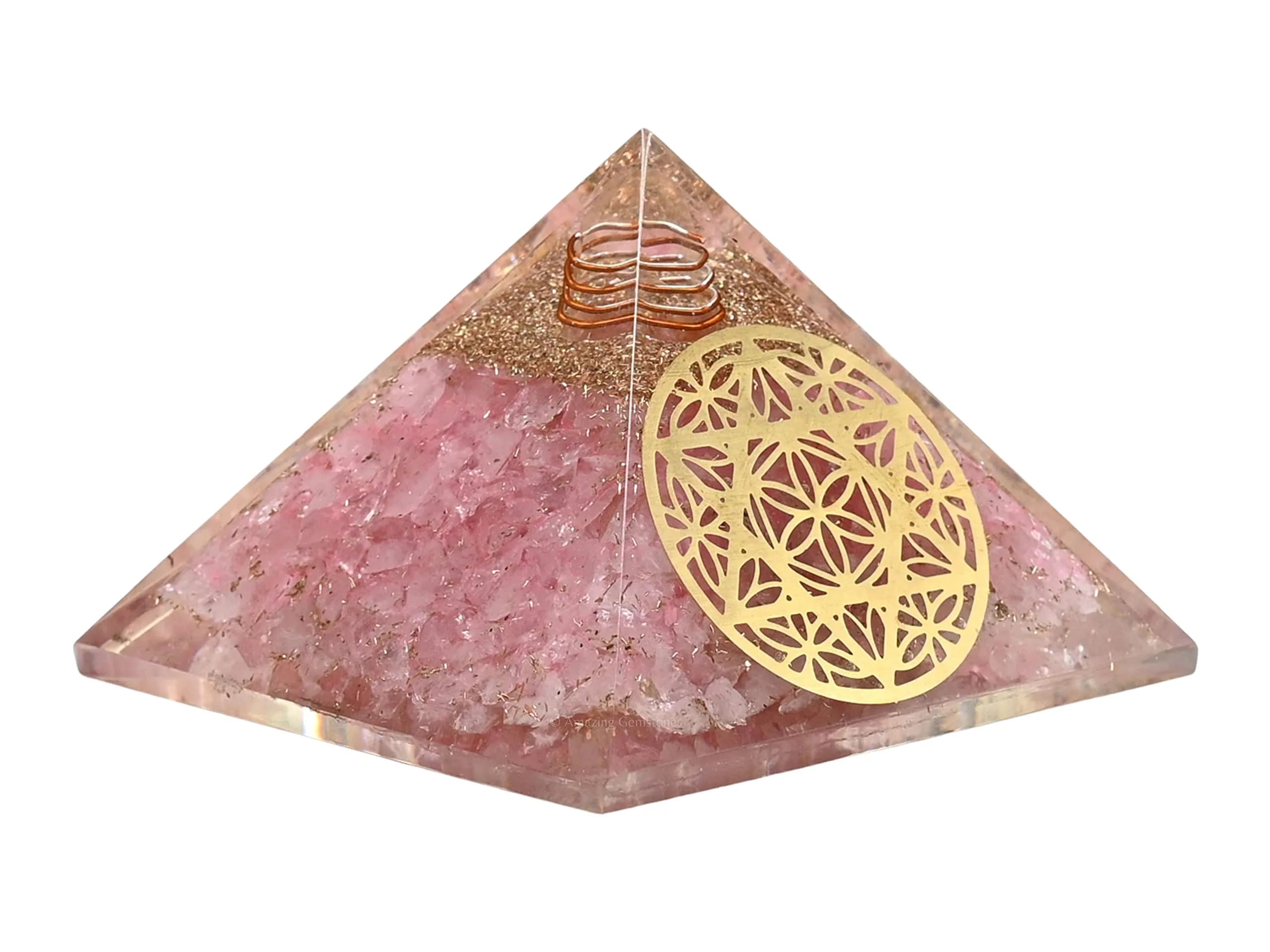 Amazing Gemstone Large Rose Quartz Orgone Pyramid Crystal, Star of David | Positive Energy Healing