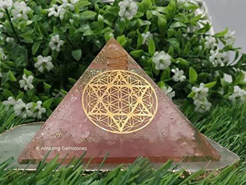 Amazing Gemstone Large Rose Quartz Orgone Pyramid Crystal, Star of David | Positive Energy Healing thumbnail 5