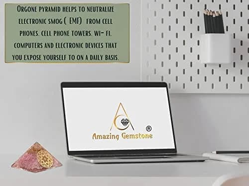 Amazing Gemstone Large Rose Quartz Orgone Pyramid Crystal, Star of David | Positive Energy Healing thumbnail 6