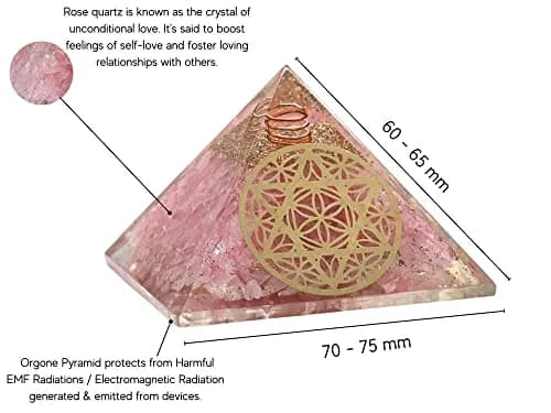 Amazing Gemstone Large Rose Quartz Orgone Pyramid Crystal, Star of David | Positive Energy Healing thumbnail 2