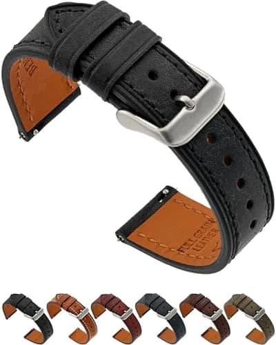 Benchmark Basics Quick Release Leather Watch Band - Premium Italian Full Grain Leather, 20mm | Classic Style & Easy Swap thumbnail 1