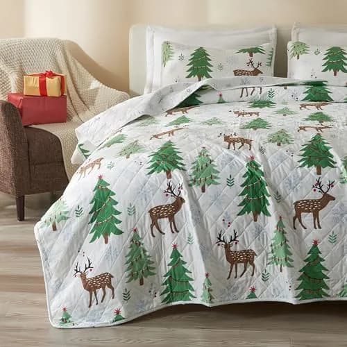 Great Bay Home King Size Christmas Quilt Set with Shams | Reversible Holiday Pattern, Microfiber, All-Season Comfort (70-120 chars) thumbnail 1