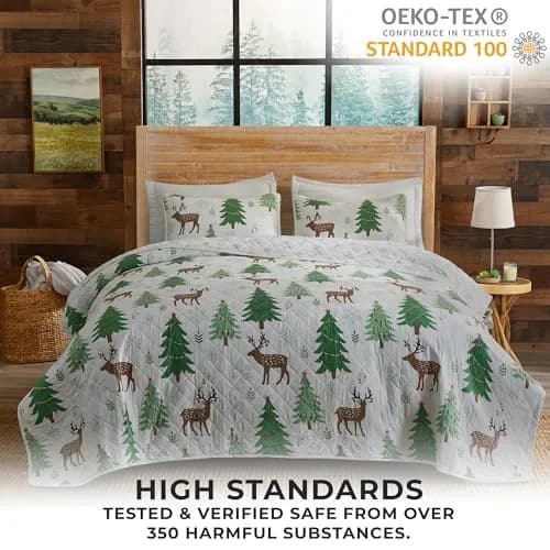 Great Bay Home King Size Christmas Quilt Set with Shams | Reversible Holiday Pattern, Microfiber, All-Season Comfort (70-120 chars) thumbnail 5