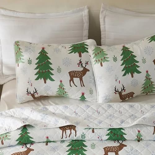 Great Bay Home King Size Christmas Quilt Set with Shams | Reversible Holiday Pattern, Microfiber, All-Season Comfort (70-120 chars) thumbnail 2