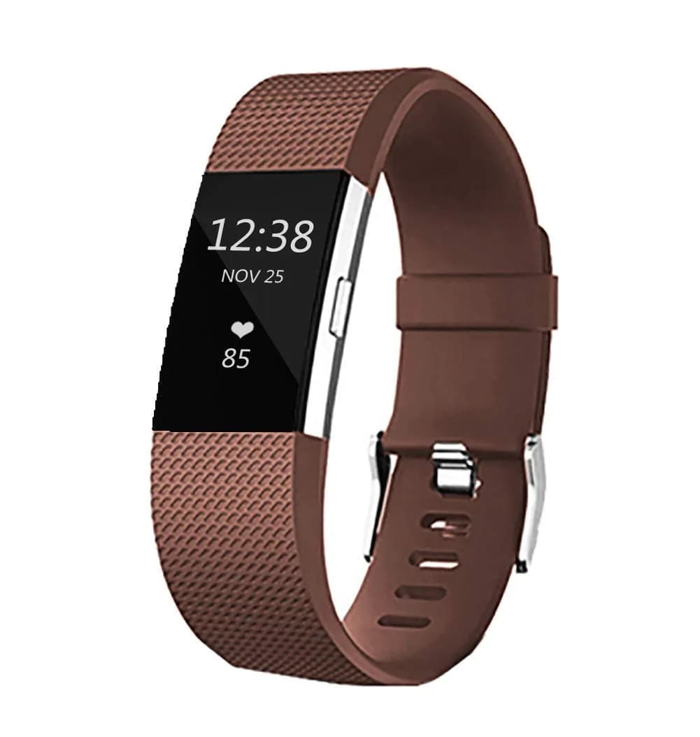 Yuuol Replacement Bands for Fitbit Charge 2, Silicone Adjustable Classic Bands for Fitbit Charge 2, Small 15.5cm (5.5"-6.7") — Brown