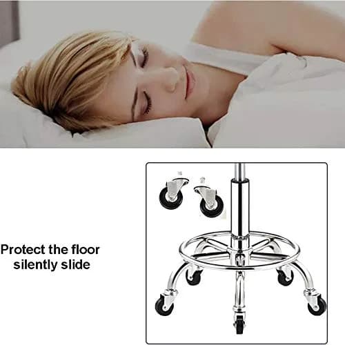 ZHOUXIAO Heavy Duty Rolling Stool with Wheels, Adjustable Swivel Seat 29cm (11.4") | 440 lbs Capacity, Stainless Steel thumbnail 6
