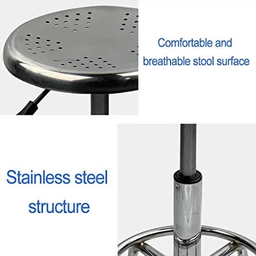 ZHOUXIAO Heavy Duty Rolling Stool with Wheels, Adjustable Swivel Seat 29cm (11.4") | 440 lbs Capacity, Stainless Steel thumbnail 7