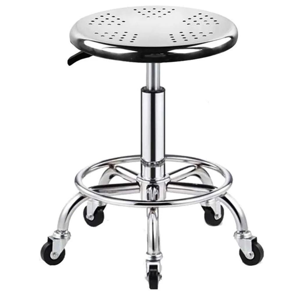 ZHOUXIAO Heavy Duty Rolling Stool with Wheels, Adjustable Swivel Seat 29cm (11.4") | 440 lbs Capacity, Stainless Steel - main product image