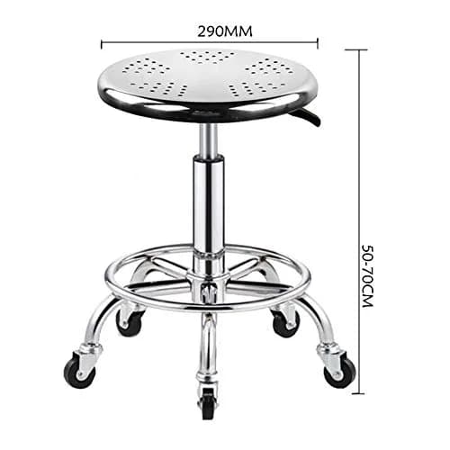 ZHOUXIAO Heavy Duty Rolling Stool with Wheels, Adjustable Swivel Seat 29cm (11.4") | 440 lbs Capacity, Stainless Steel thumbnail 2