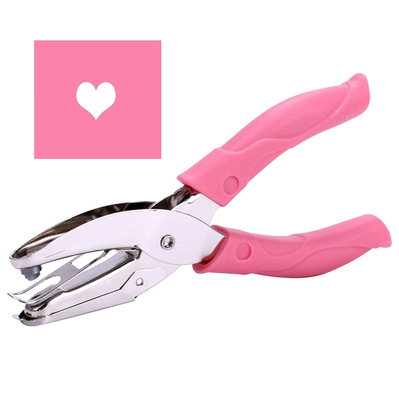 Yansanido Heart Shape Hole Punch 6.3 inch | Handheld Paper & Leather Punch with Pink Leather Cover - main product image