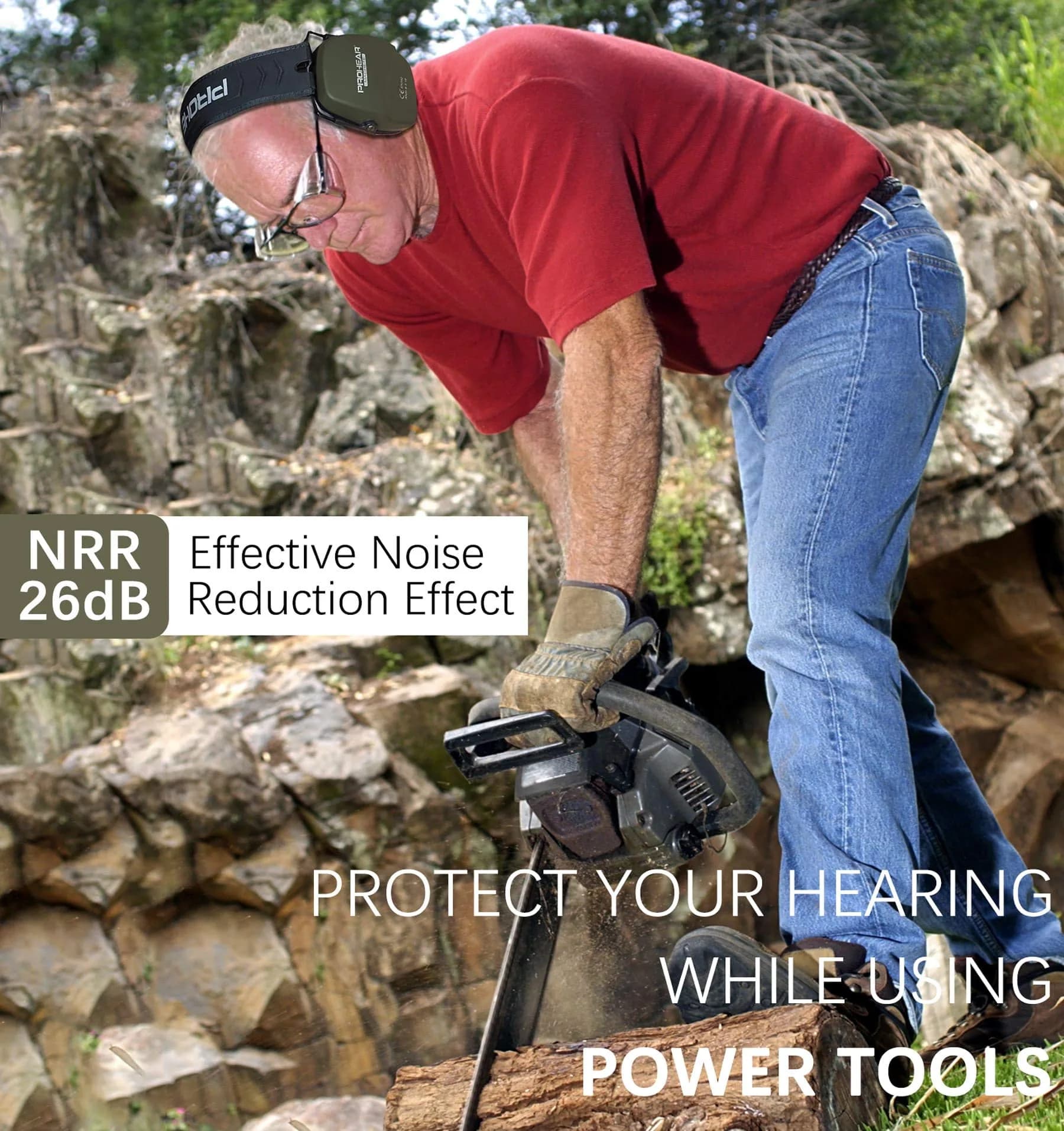 PROHEAR 016 NRR 26dB Shooting Ear Protection Slim Passive Earmuffs Green Passive Foam | Foldable & Lightweight for Hunting, Woodworking, and Range Use - view 2