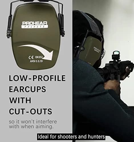 PROHEAR 016 NRR 26dB Shooting Ear Protection Slim Passive Earmuffs Green Passive Foam | Foldable & Lightweight for Hunting, Woodworking, and Range Use thumbnail 3
