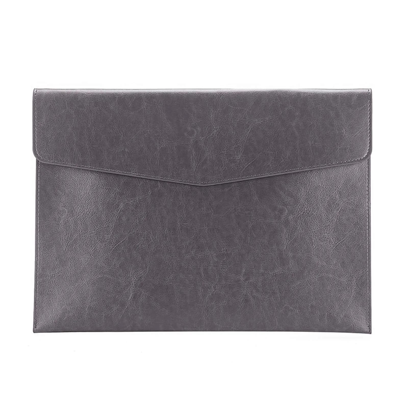 enyuwlcm PU Leather A4 File Folder Document Holder Envelope Folder Case with Snap Closure for Receipt Contract Gray | Elegant, Practical & Durable