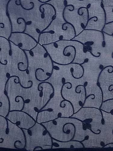 DUPATTA BAZAAR Navy Blue Embroidered Chiffon Dupatta 240cm x 100cm | Aari Work Ethnic & Western Styles thumbnail 6